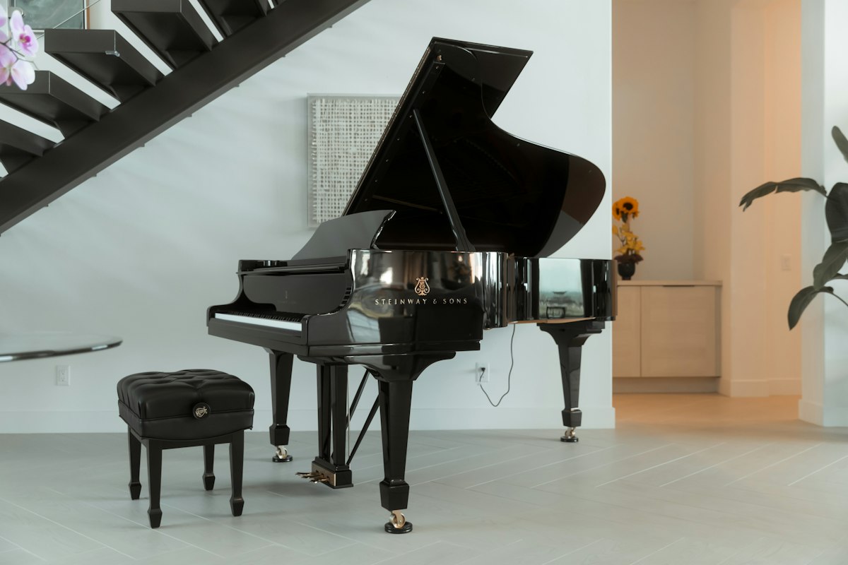 Grand piano in the gallery