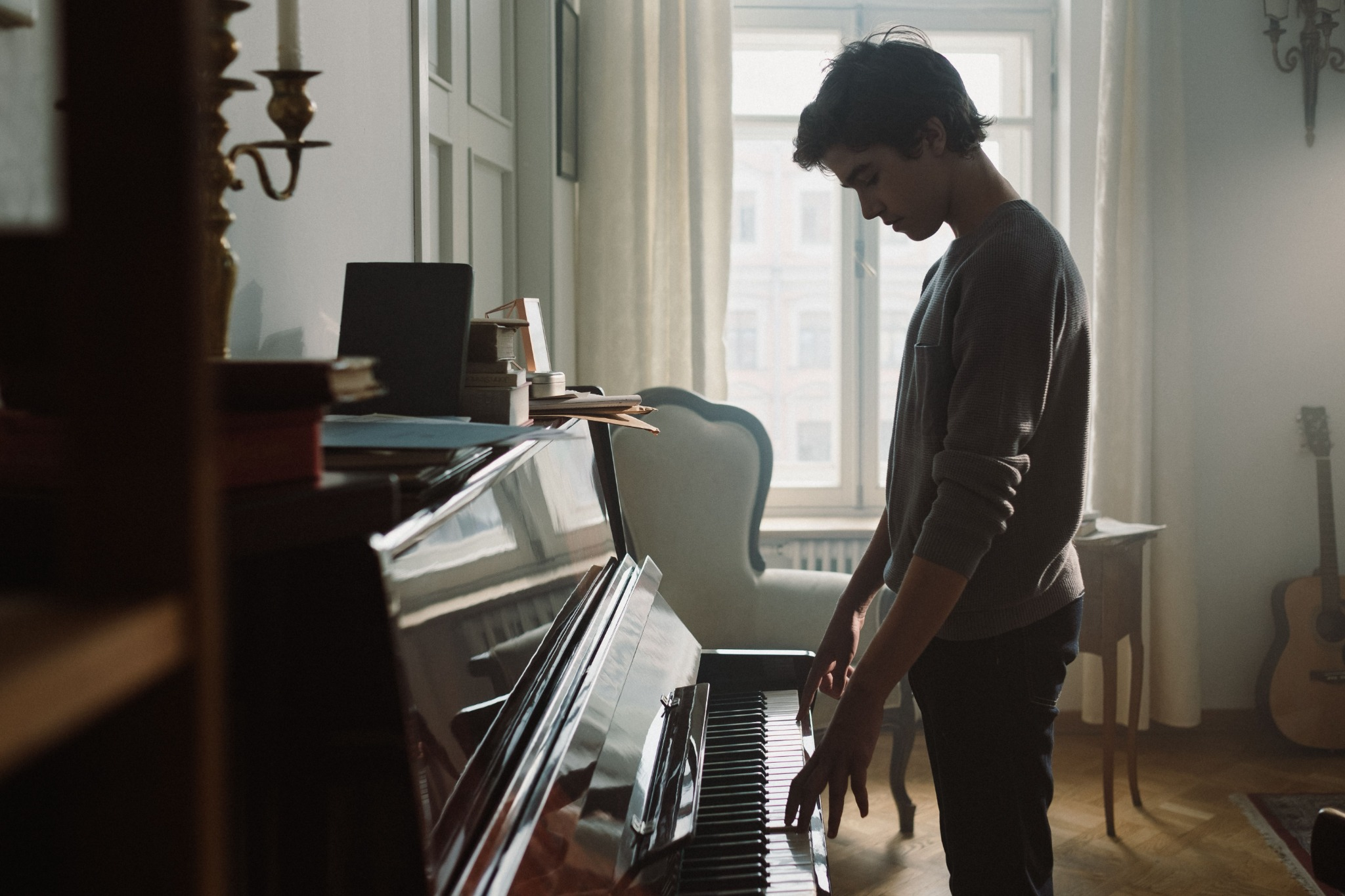 A piano set up for home practice